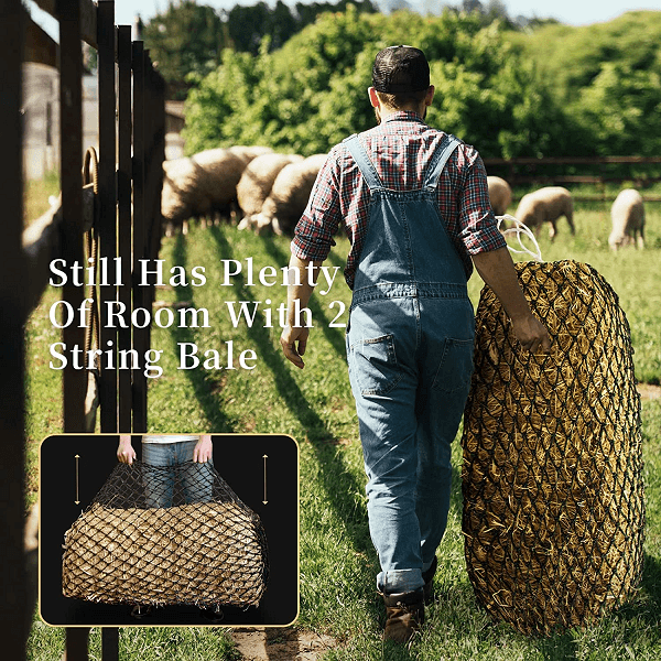 Slow Hay Feeder For Horses with a man