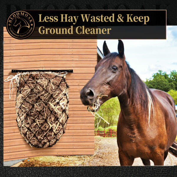 Wall Mounted Hay Rack with Hay Bag - Slow Feed Nets